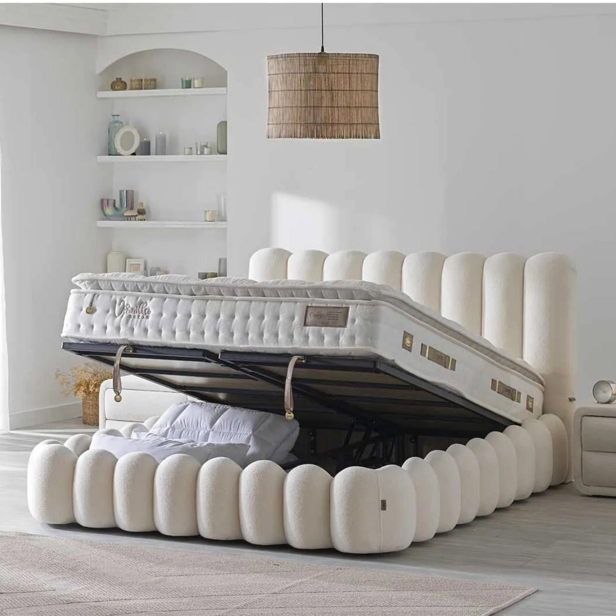BOXBETT Vanilla Bambi Bett boxspringbett 180x200 mit matratze - Weiß, Holz (180/200cm)