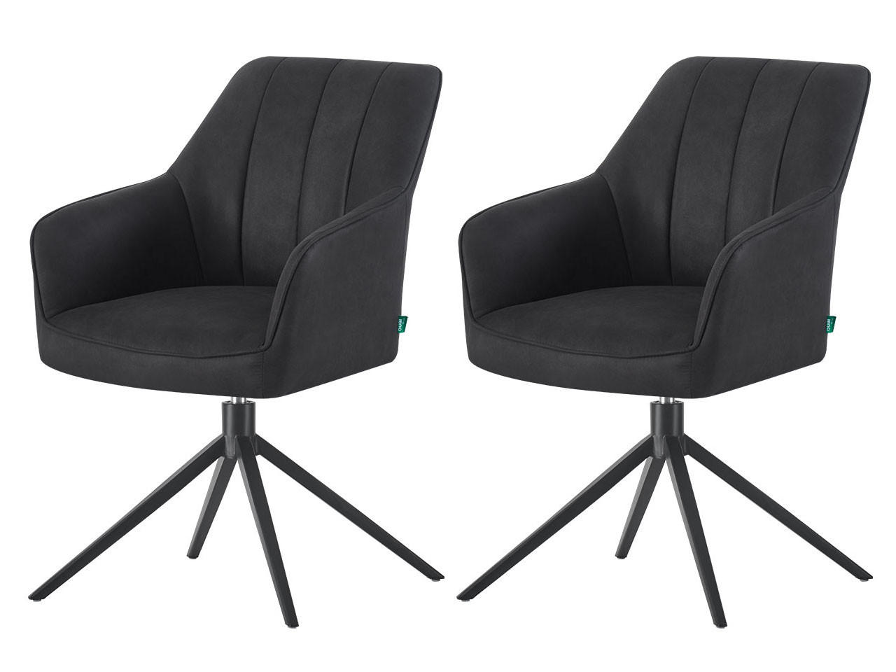ESSZIMMERSTUHL THOMAS-MILA 2er-Set 360°drehbar - Schwarz, Textil (57/86/63cm) - DUBI Möbel