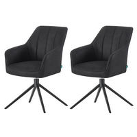 ESSZIMMERSTUHL THOMAS-MILA 2er-Set 360°drehbar - Schwarz, Textil (57/86/63cm) - DUBI Möbel