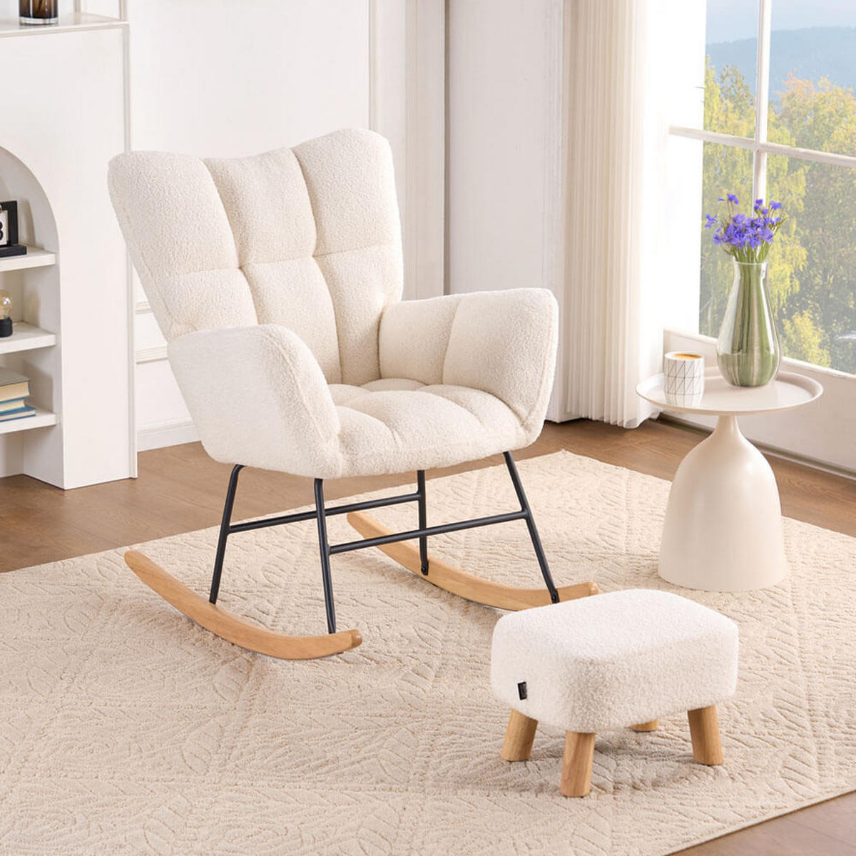 STUHL NARA - Bouclé Weiß - Weiß, Kunststoff (95/88/68cm) - Home Deluxe