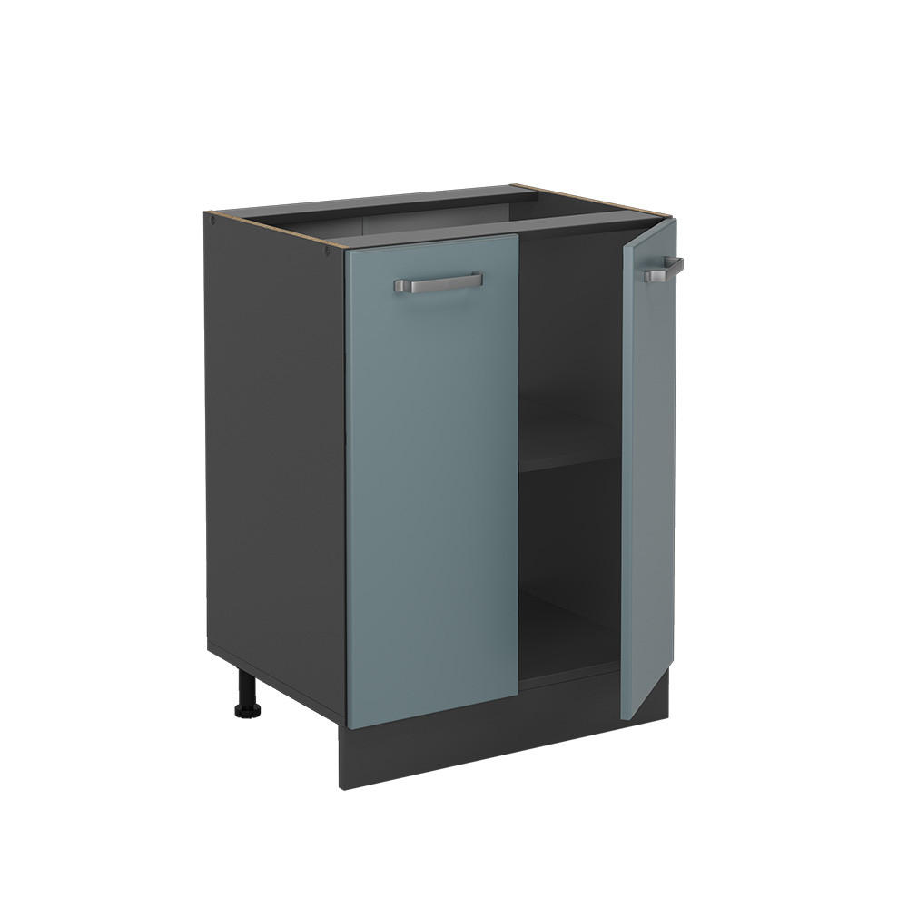 KÜCHENUNTERSCHRANK KÜCHENSCHRANK R-Line Blau-Grau 60 cm ohne AP - Anthrazit/Blaugrau, Holzwerkstoff (60/81.6/46cm) - Vicco