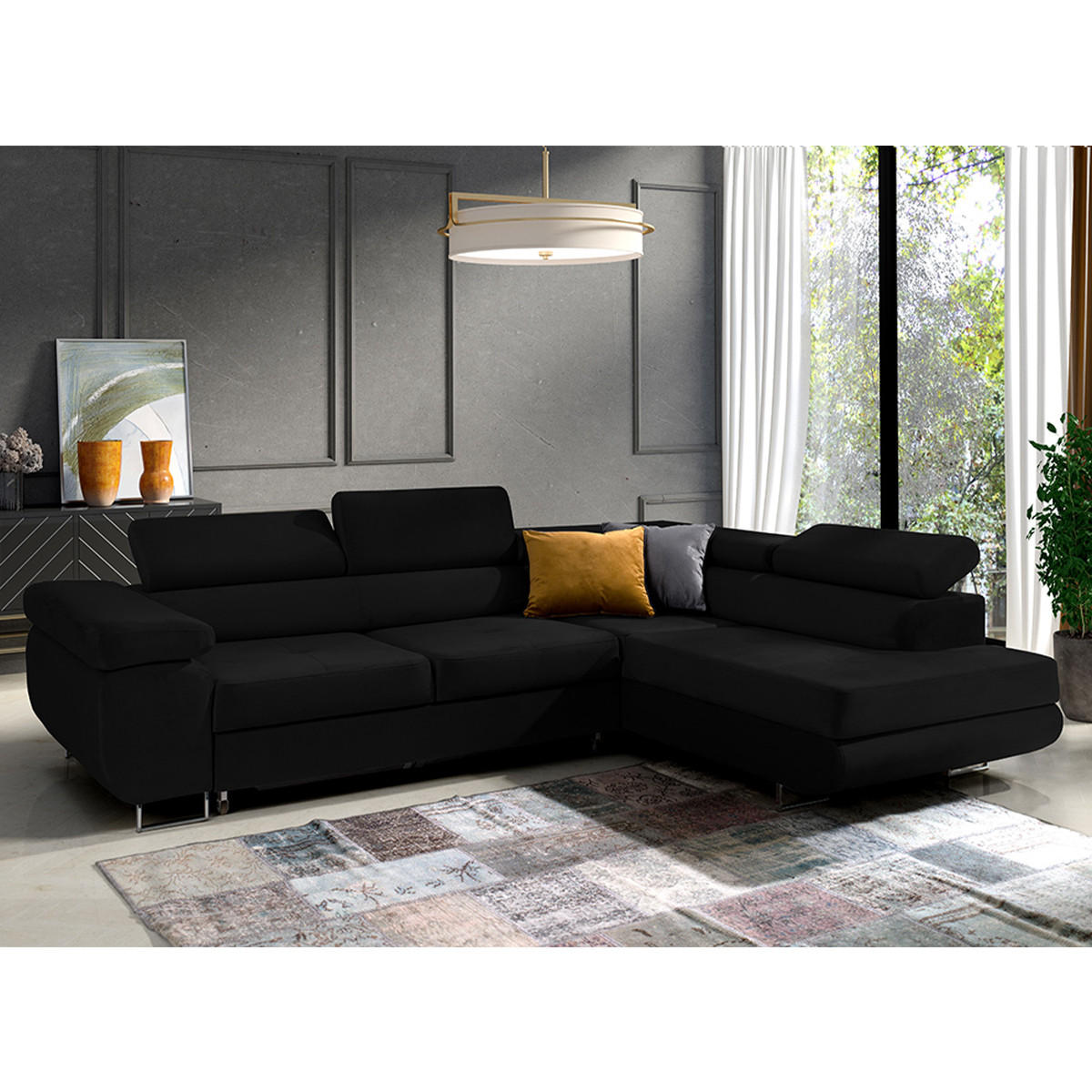 ECKSOFA Wilson 4 Sitzplätze Schwarz - Schwarz, Holzwerkstoff (271/201cm) - Petits-meubles