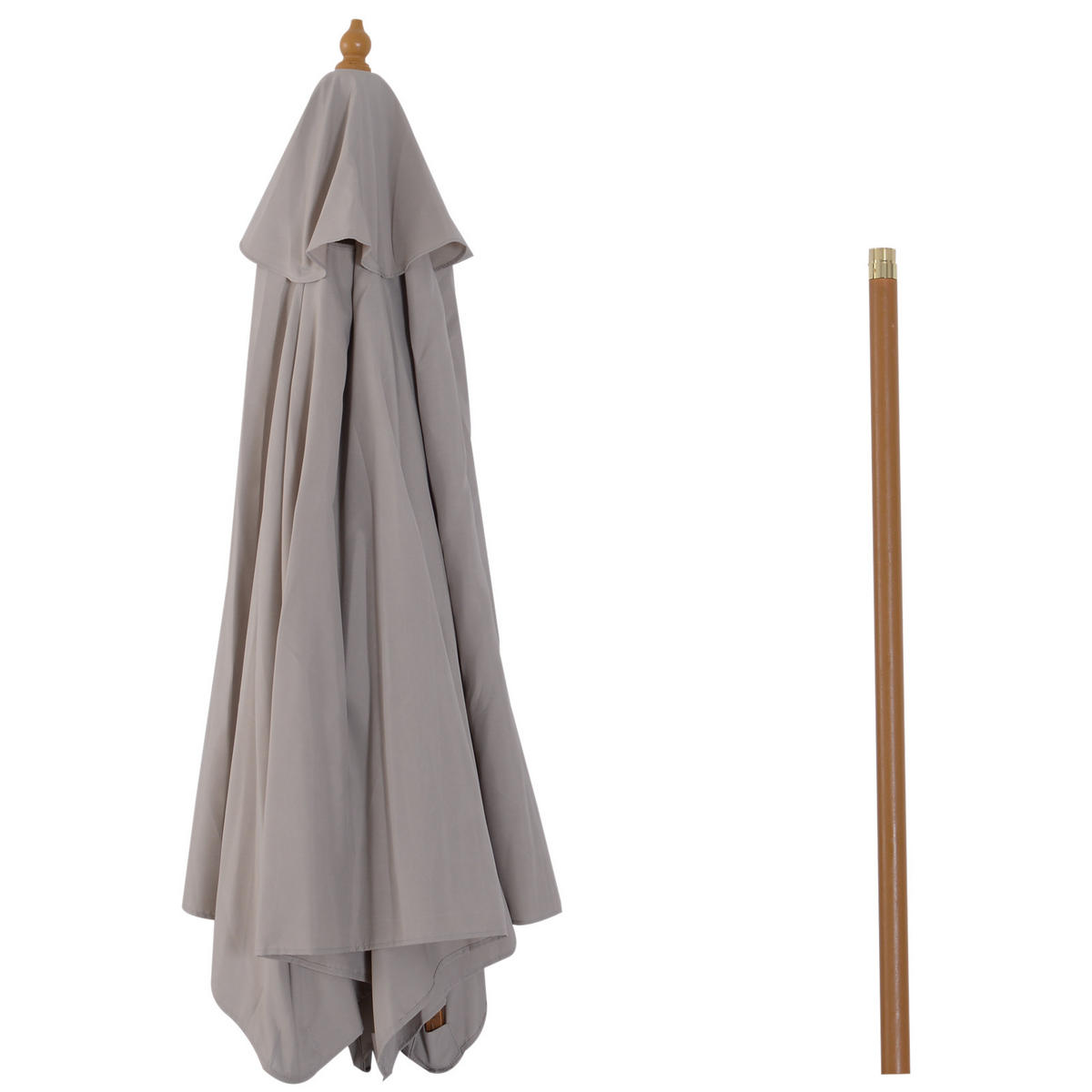 SONNENSCHIRM, Bambus, Polyester, Grau - Grau, Holz (250/250cm) - Outsunny