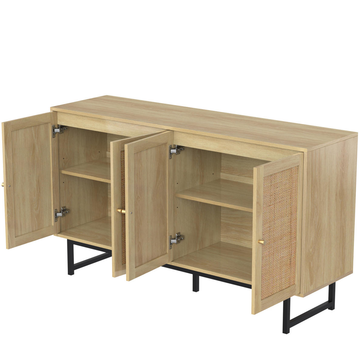 SIDEBOARD 140/39.5/80 cm Holzfarbe aus Spanplatte mit Rattangeflecht - Naturfarben, Holzwerkstoff (39.5/80/140cm) - OKMYHOME