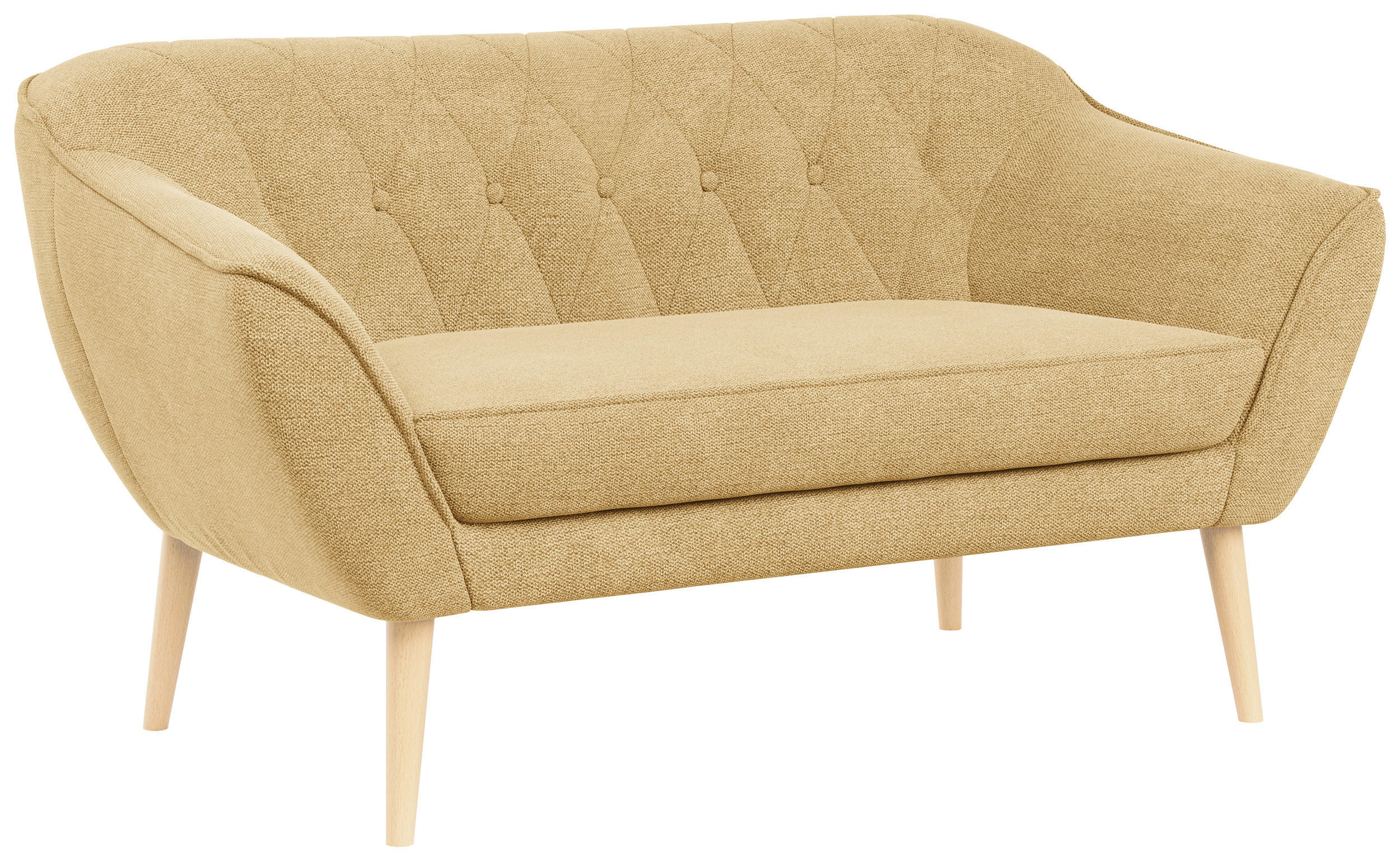 SOFA Pirs 2 Sitzer Strukture Gelb - Gelb/Braun, Holz/Textil (140/75/74cm) - MKS