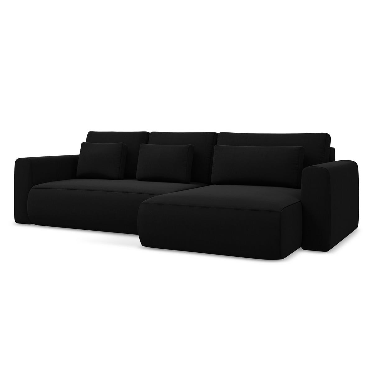 ECKSOFA mit Schlaffunktion Samt Stoff Schwarz - Schwarz, Kunststoff/Textil (278/149cm) - LaMiaSofa