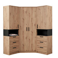 KLEIDERSCHRANK ECKSCHRANK GRANT SET 17/A EICHE ARTISAN 143/195/143 - Schwarz/Eiche Artisan, Holzwerkstoff (143/195/143cm) - Marmex Möbel