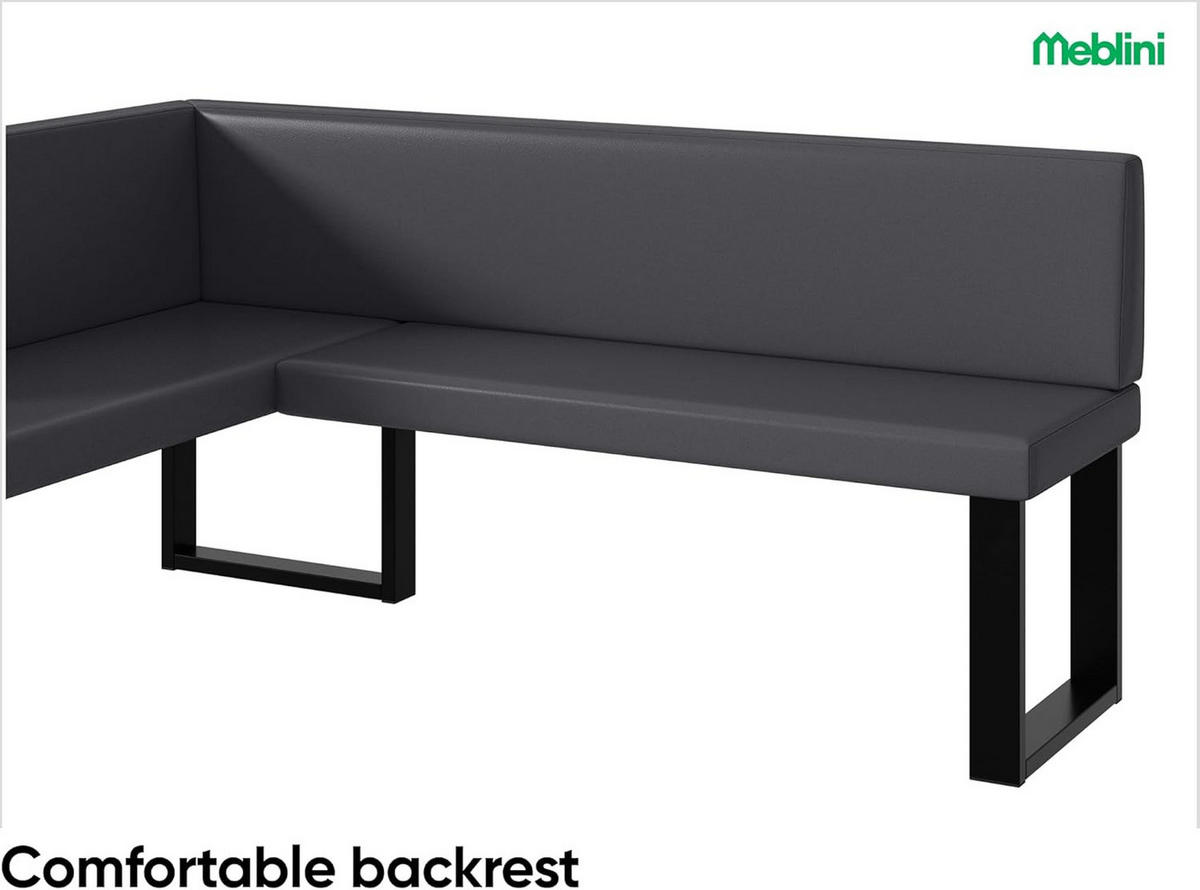 ECKBANK TONI_U - Grau, Leder (128/168cm) - Meblini