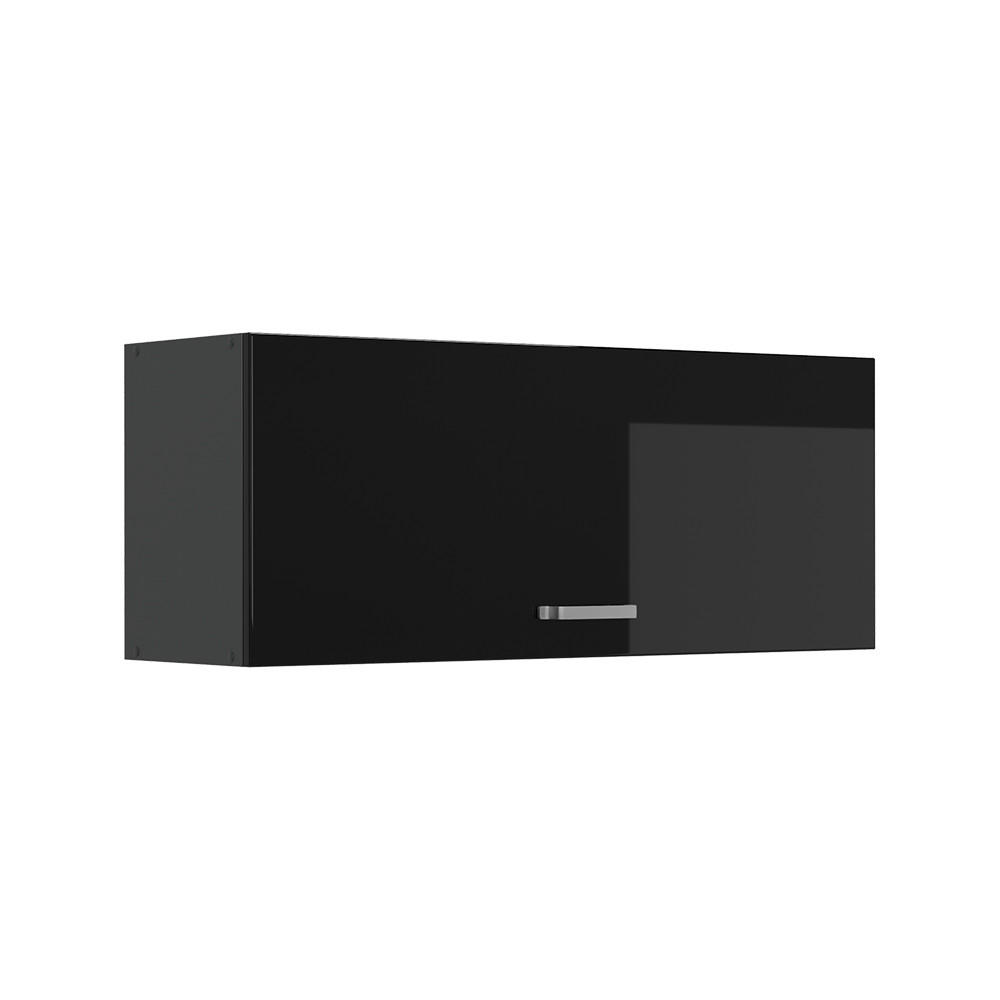 HÄNGESCHRANK R-Line, Schwarz Hochglanz/Anthrazit, 100 cm Flach - Schwarz Hochglanz/Anthrazit, Holzwerkstoff (100/40/31cm) - Vicco