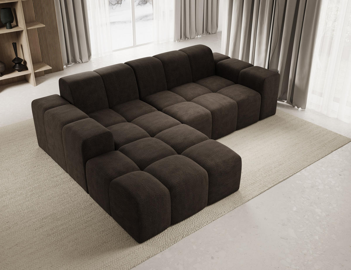 ECKSOFA Fogo ohne Schlaffuktion, L-Form, Sofa Links, Veloursstoff, 245x68x180 cm, Braun - Braun, Holz (180/245cm) - PROMETO Möbel