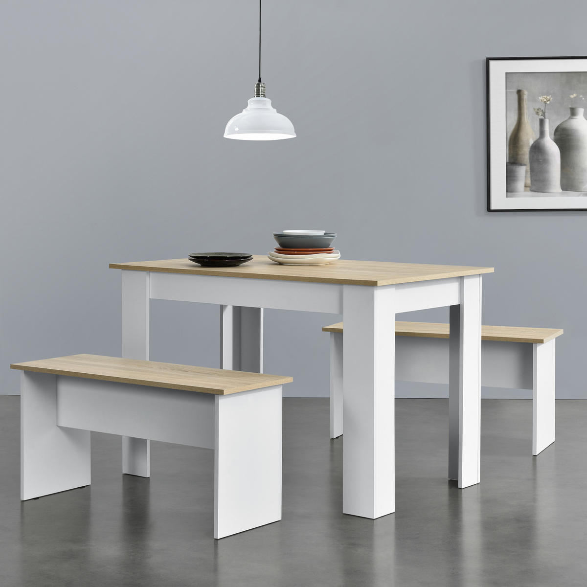 TISCHGRUPPE Hokksund - Eichefarben, Holzwerkstoff (110/73/70cm) - [en.casa]