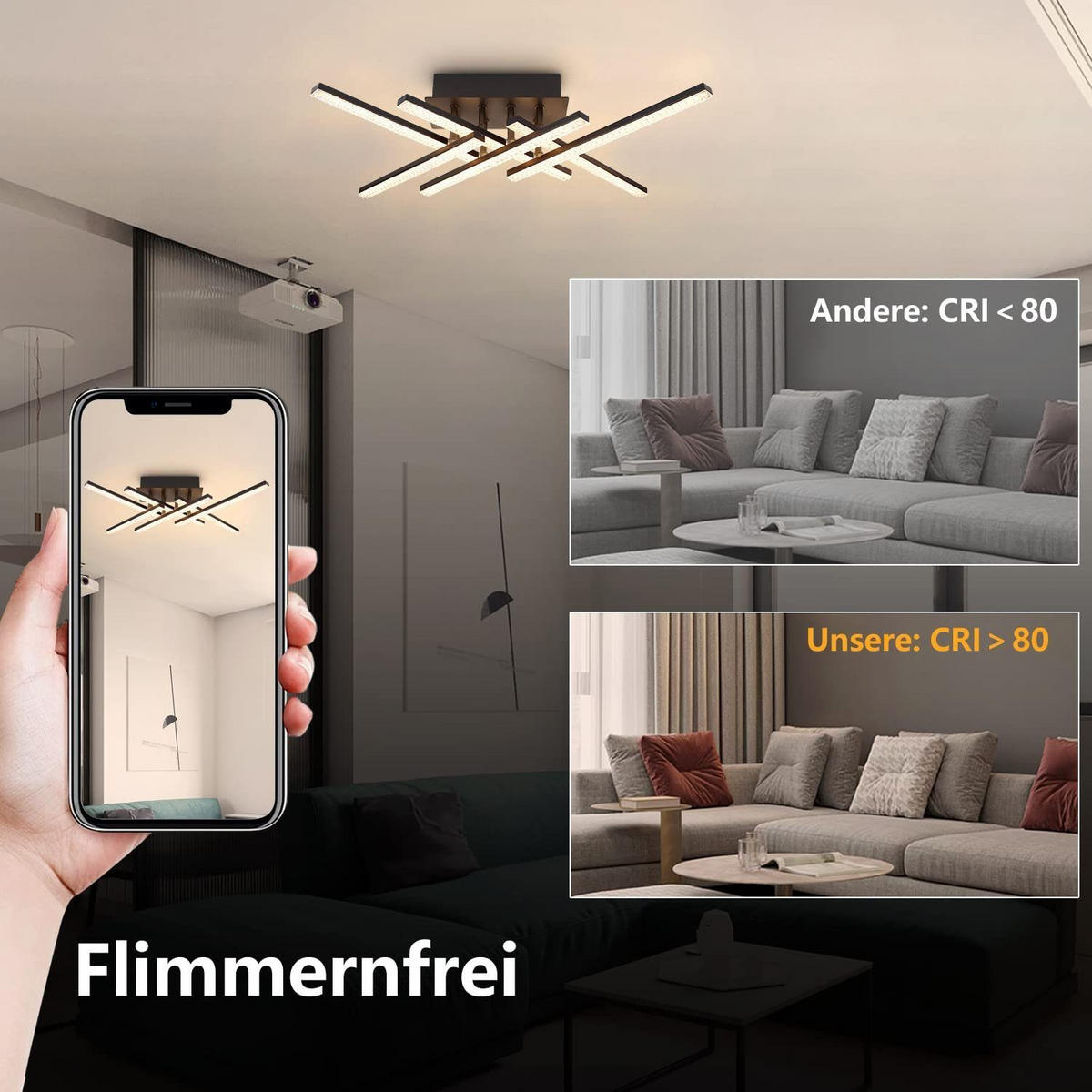LED-DECKENLEUCHTE Orvyn 13/36/50 cm - Schwarz, Metall (36/13/50cm) - ZMH
