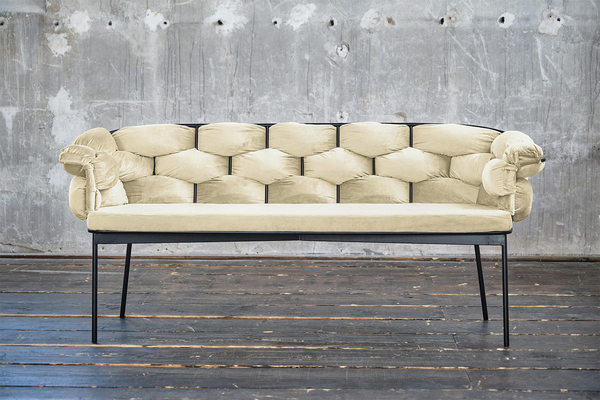 SITZBANK MONTY Weiß Velvet - Weiß, Textil (160/70/62cm) - KAWOLA