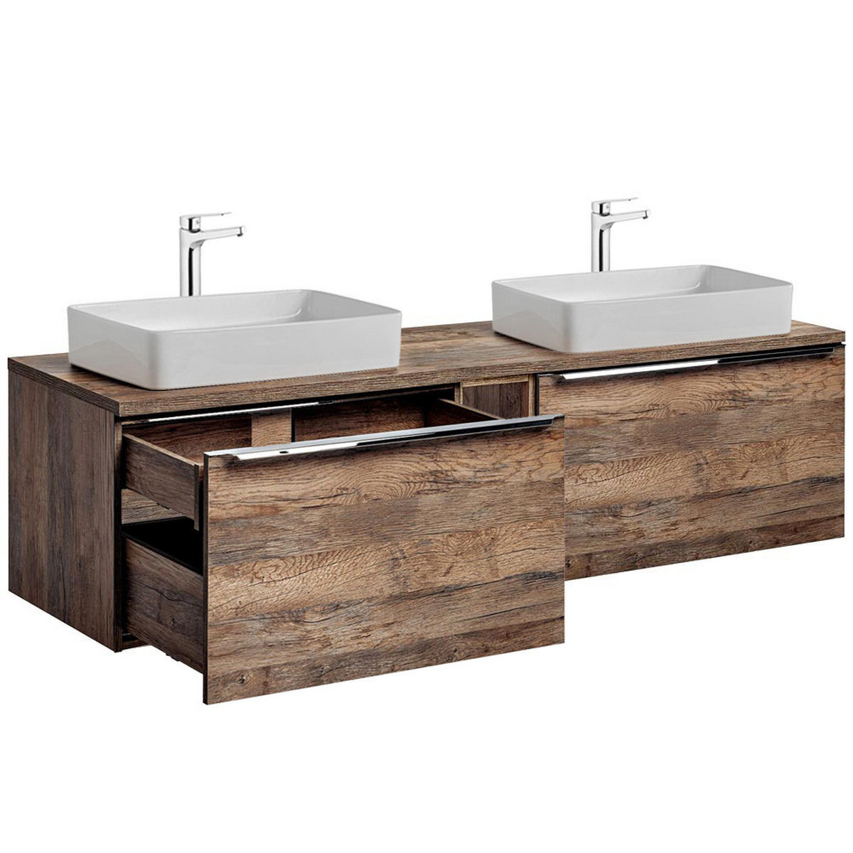 BADMÖBEL-SET 5-TLG. Puebla-56 - Braun, Holzwerkstoff (160/60/46cm) - Lomado