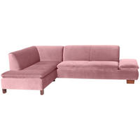 ECKSOFA mit Ottomane links Kaye Bezug Samtvelours Buche nussbaum dunkel / rosé - Rosa, Kunststoff (190/270cm) - 58aufmkessel