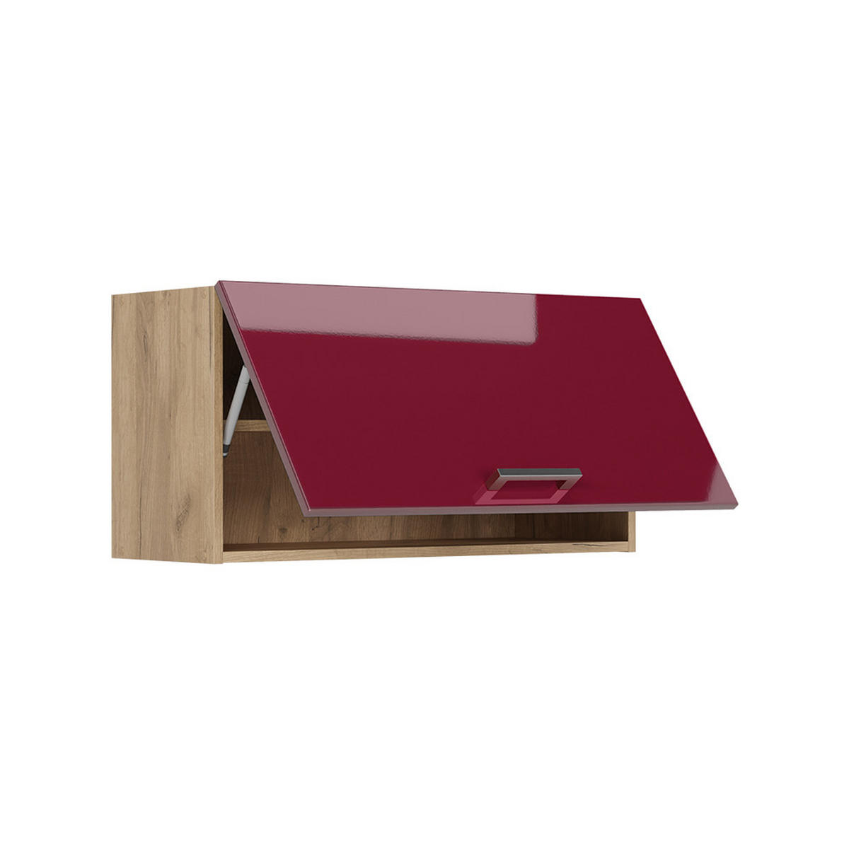HÄNGESCHRANK R-Line, Rot Hochglanz/Goldkraft Eiche, 80 cm Flach - Honigeiche/Rot, Holzwerkstoff (80/40/31cm) - Vicco