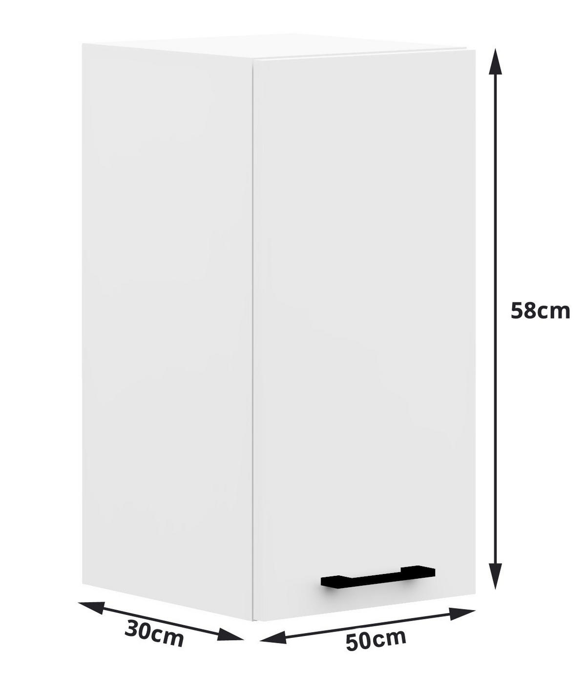 KÜCHENSCHRANK Weiß 30x50x58cm - Schwarz/Weiß, Holzwerkstoff/Kunststoff (50/58/30cm) - Akord