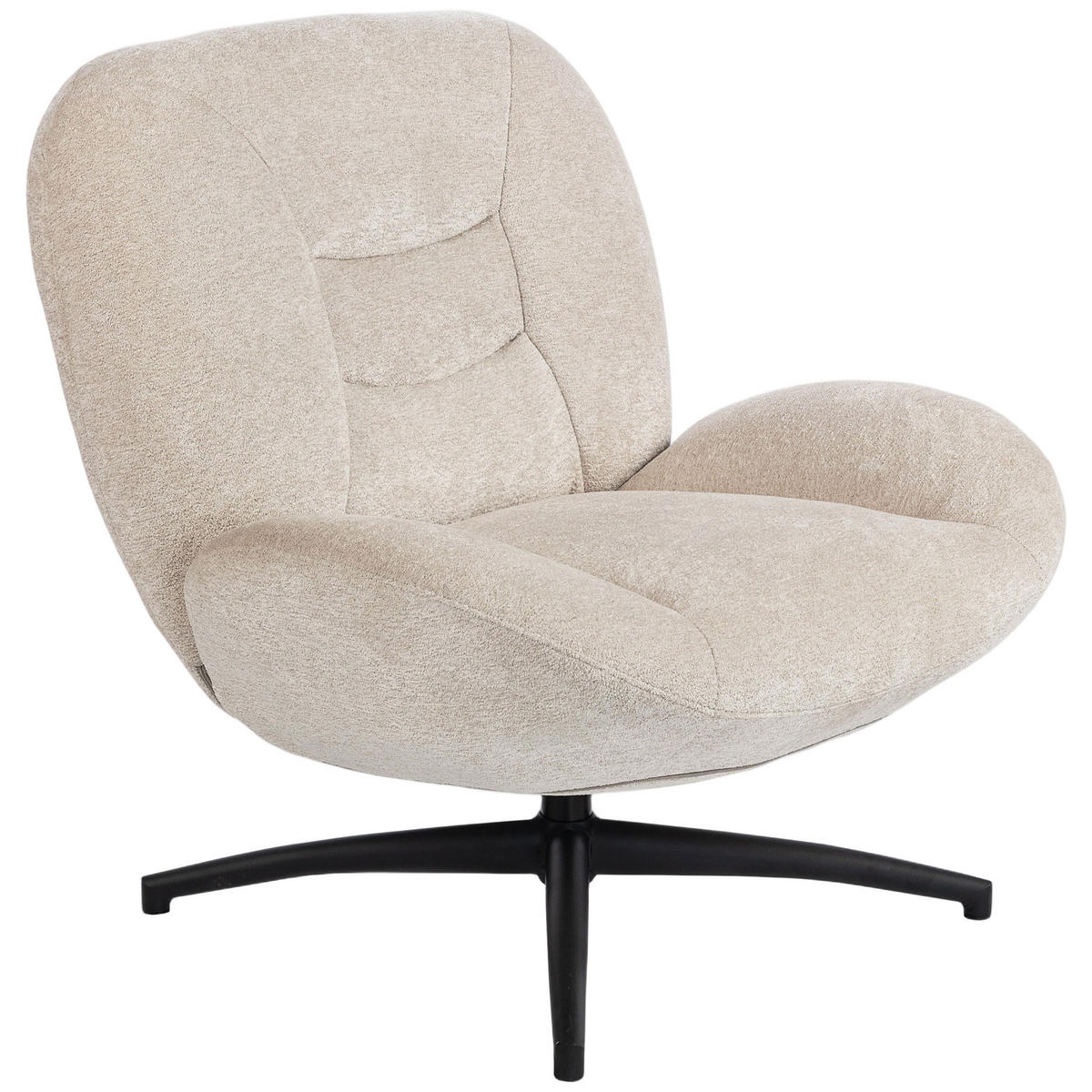 DREHBARER POLSTERSTUHL DE-06900 mit PP-Baumwollfüllung und Stahlbasis Cremeweiß - Creme, Textil/Metall (83/85/89cm) - ComfortXL