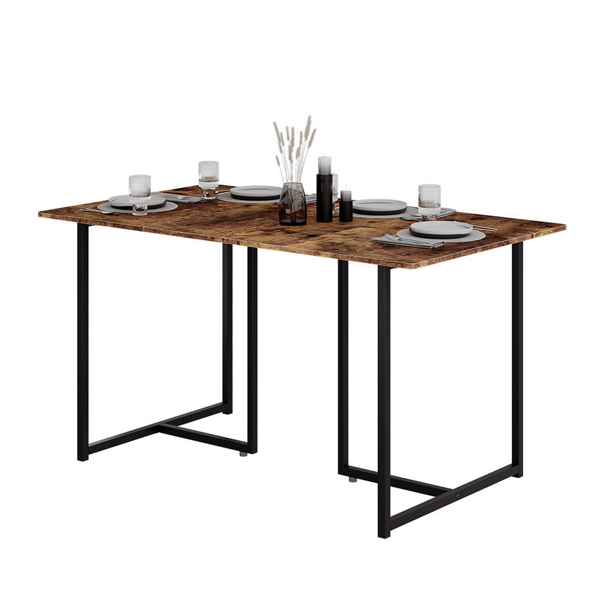 JÍDELNÍ STŮL Merido Rustikální dub/černá - divoký dub, kompozitní dřevo (80/140/75cm) - Vicco