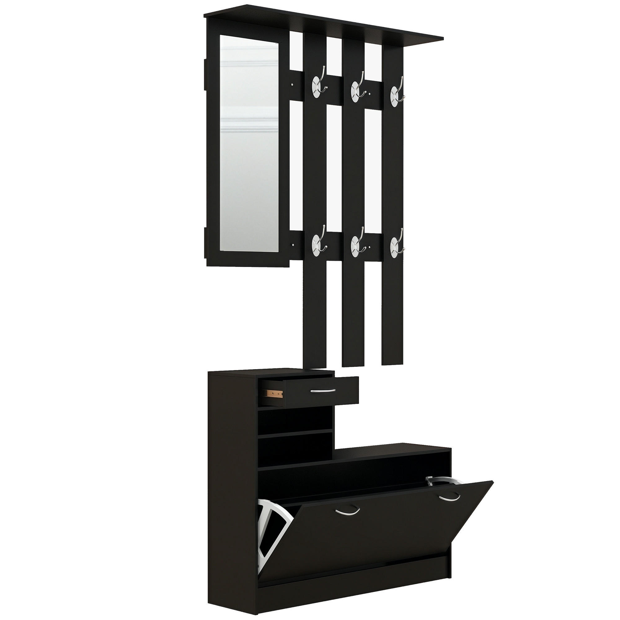 ComfortXL Garderobe Schwarz 10x91x90 cm