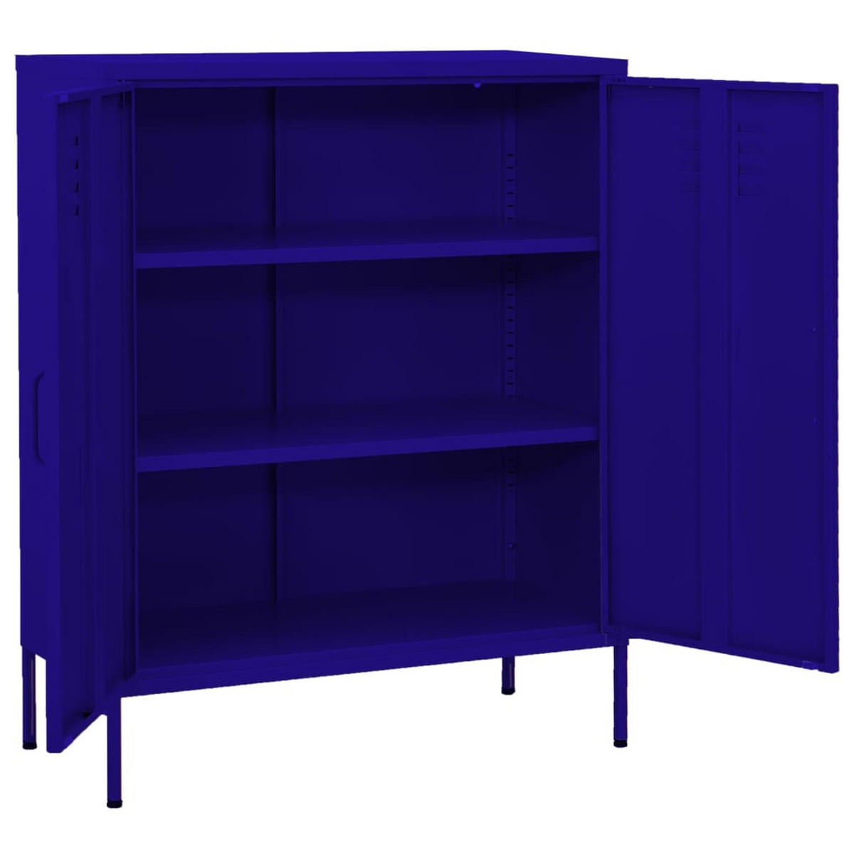 SIDEBOARD mit 2 Türen und verstellbaren Einlegeböden, 80/35/101,5 cm, aus Stahl, in Marineblau - Blau, Metall (80/101.5/35cm) - vidaXL