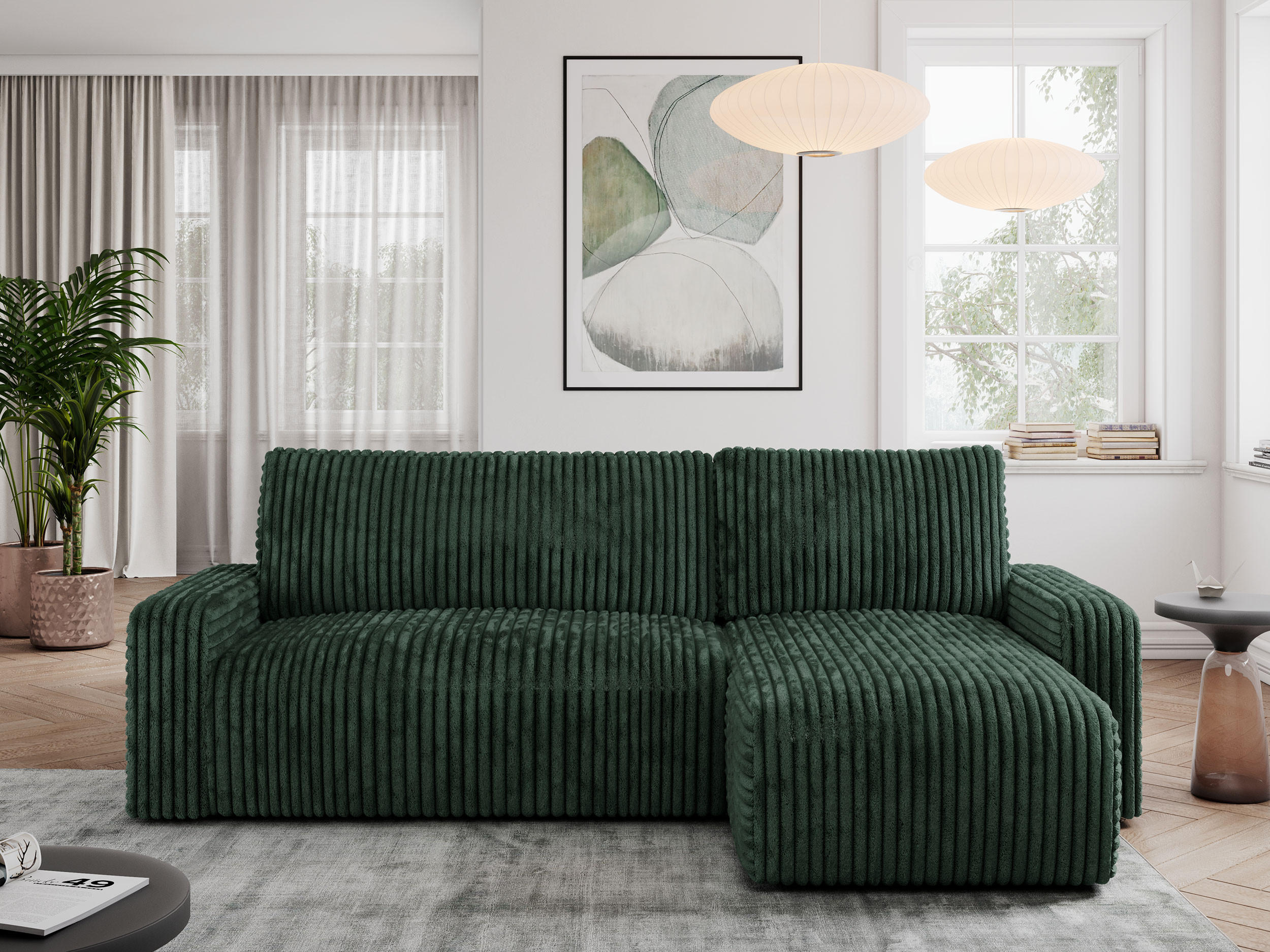 ECKSOFA ARGOS Grün Cord - Schwarz/Grün, Kunststoff/Textil (245/150cm) - MKS