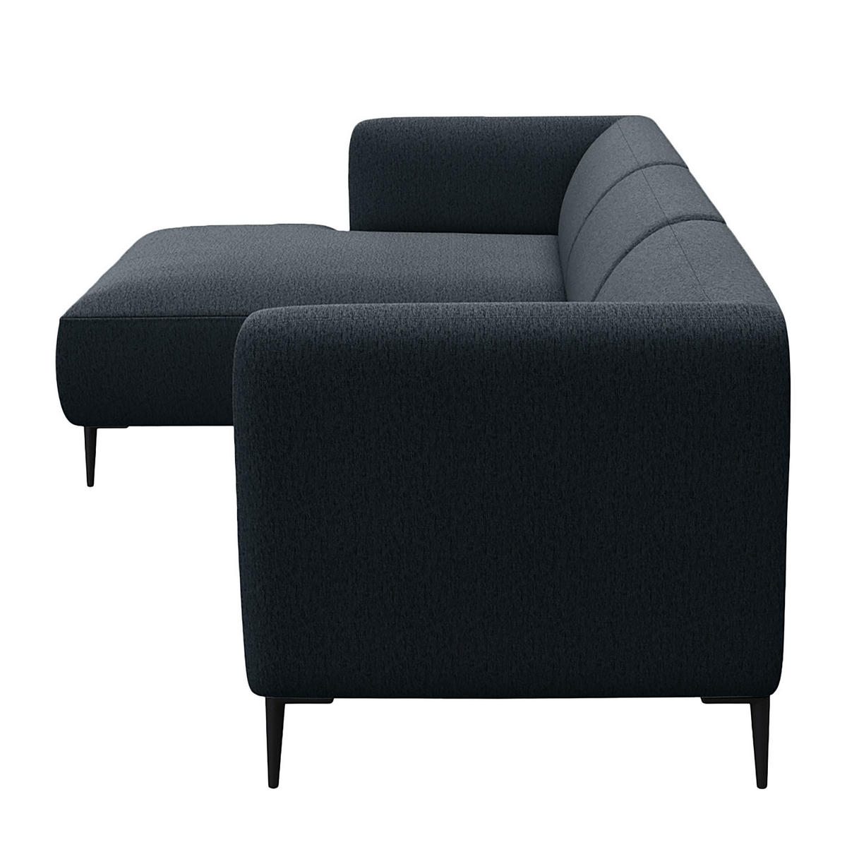 2,5-SITZER ECKSOFA mit Longchair - Schwarz/Grau, Textil/Metall (271/148cm) - home24