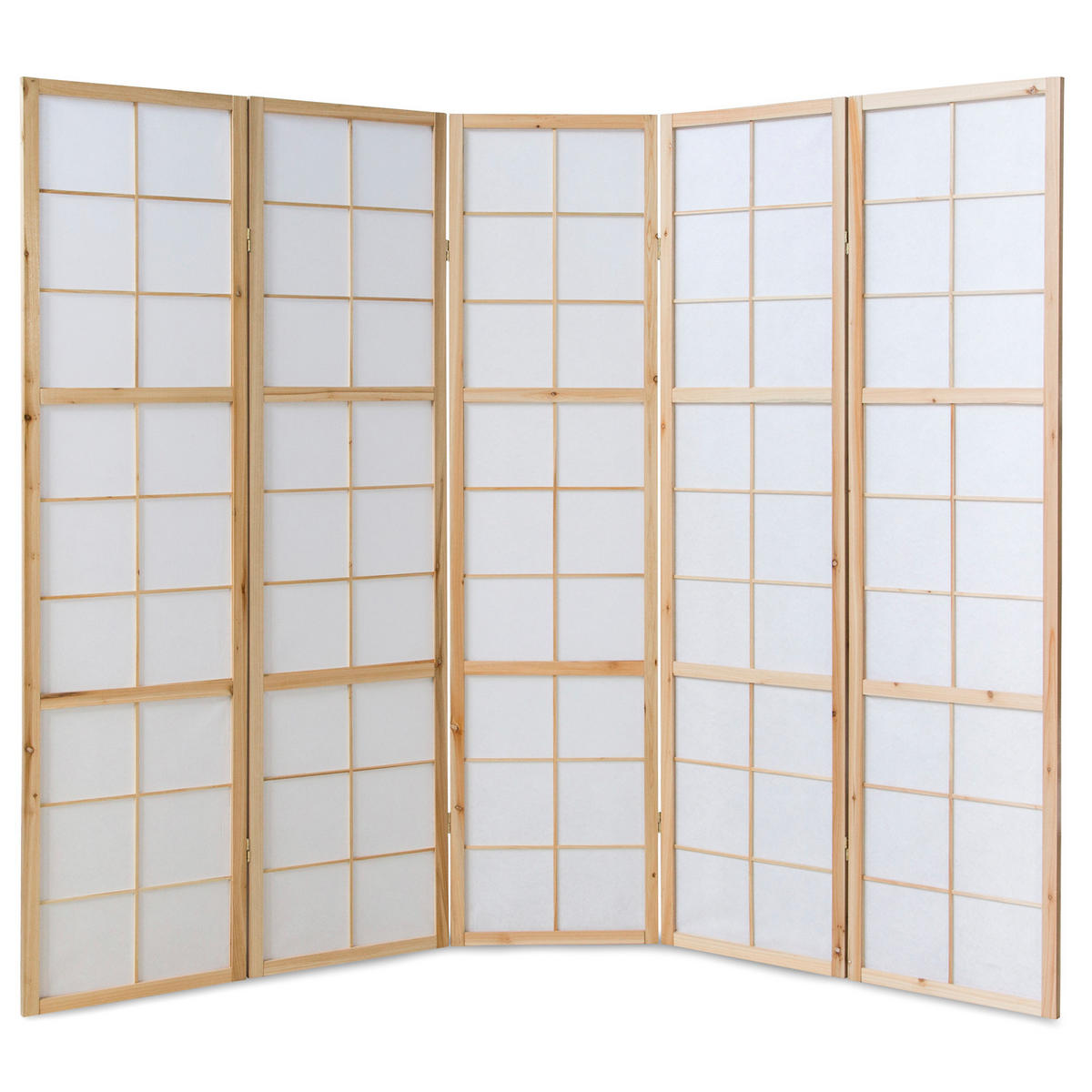 PARAVENT 5-tlg. 220/175 cm Braun Shoji - Braun, Holz (220/175/2cm) - Homestyle4u