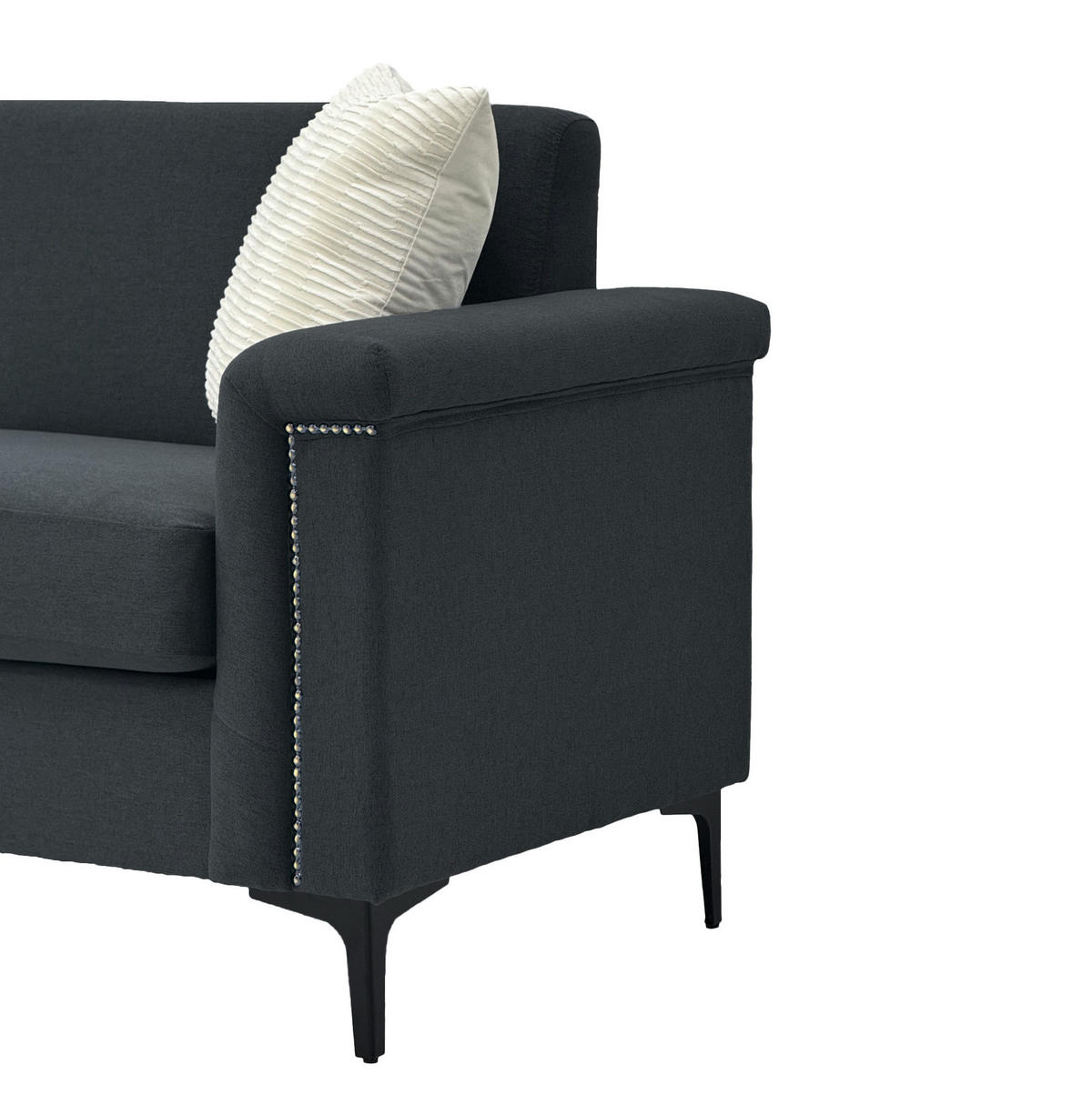 2-SITZER Sofa Feinleinen Polyester mit Taschenfederkern und Metallfüßen 172/73.5/81.5 cm Dunkelgrau - Dunkelgrau, Textil (73.5/81.5/172cm) - Redom