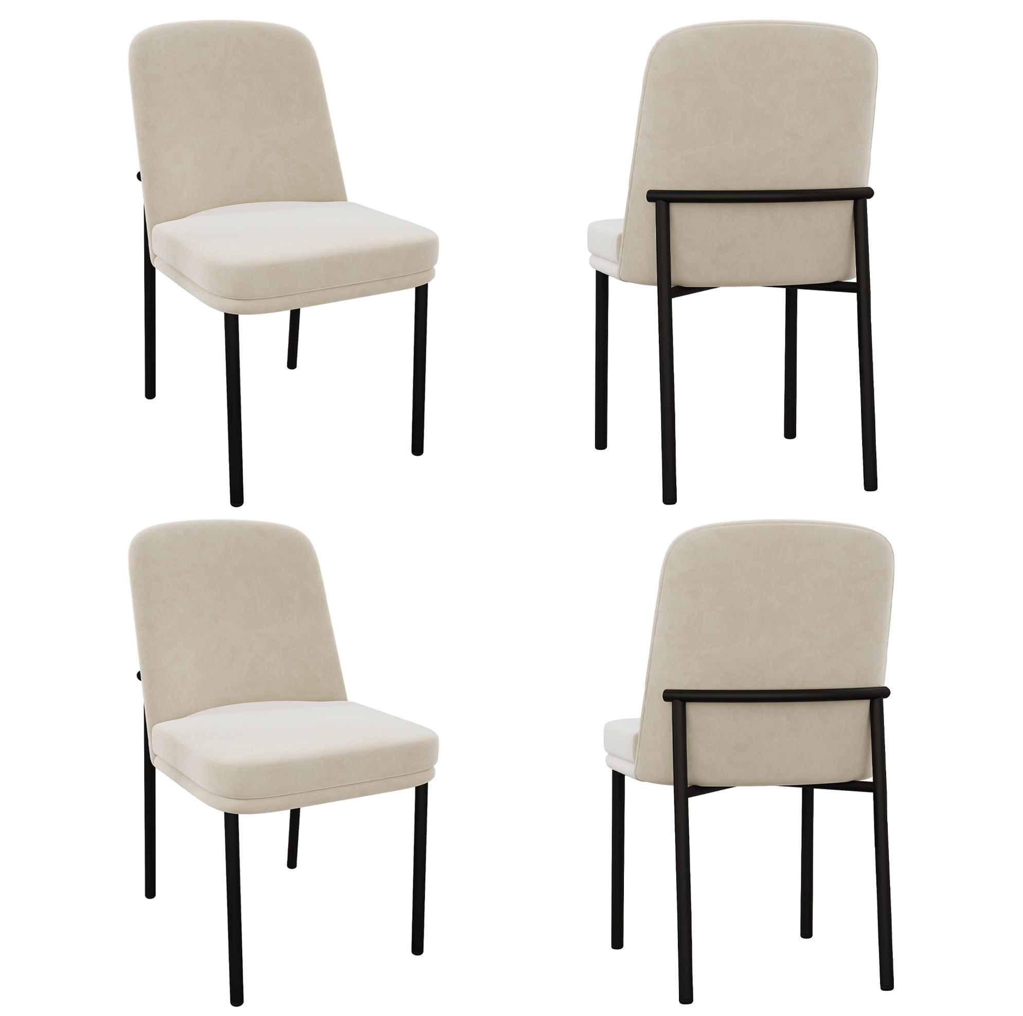 ESSZIMMERSTUHL 4er-Set Samt Beige schwarzer Metallrahmen - Beige, Metall (53/82/42.6cm) - Meubliv