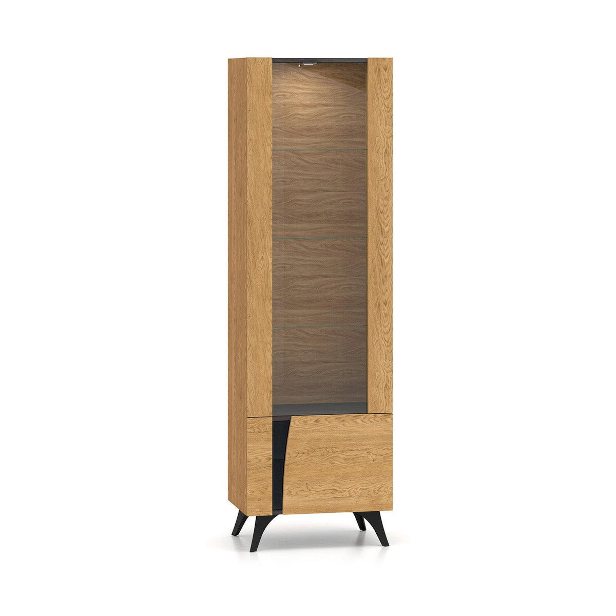 VITRINE – 58 cm – Toscania – Eichefarben – Anschlag rechts – VT-GEN164 - Eichefarben, Holzwerkstoff (58/190/40cm) - hi-markt