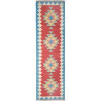 HANDWEBTEPPICH Kelim Gashgai Rot 194/57 cm Schurwolle - Rot, Textil (57/194cm) - Looma