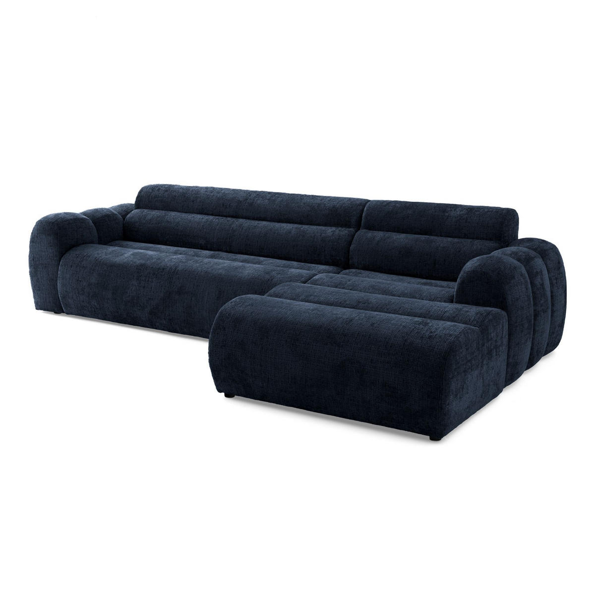 4-SITZER modulares Ecksofa VEER SET 1 Rechts, 298 x 175 cm, Chenille Webstoff Marine - Schwarz/Dunkelblau, Holz/Kunststoff (175/298cm) - Muffo