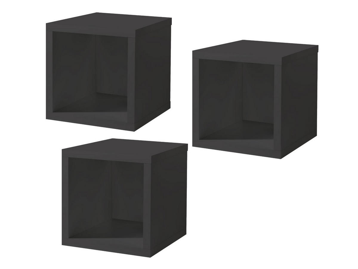HÄNGEREGAL 3er-Set Erna 32x32x32 aus Holzwerkstoff Farbe Anthrazit - Grau, Holzwerkstoff (32/32/32cm) - 58aufmkessel