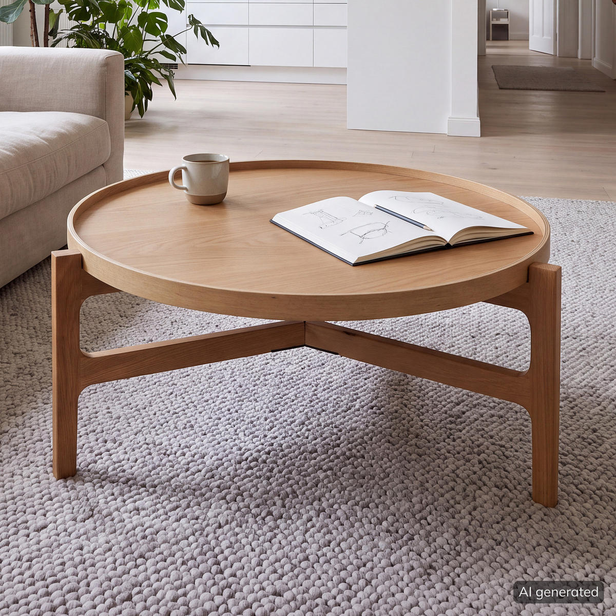 COUCHTISCH - Echtholzfurnier - Eiche - Braun, Holzwerkstoff (74/74/33cm) - home24