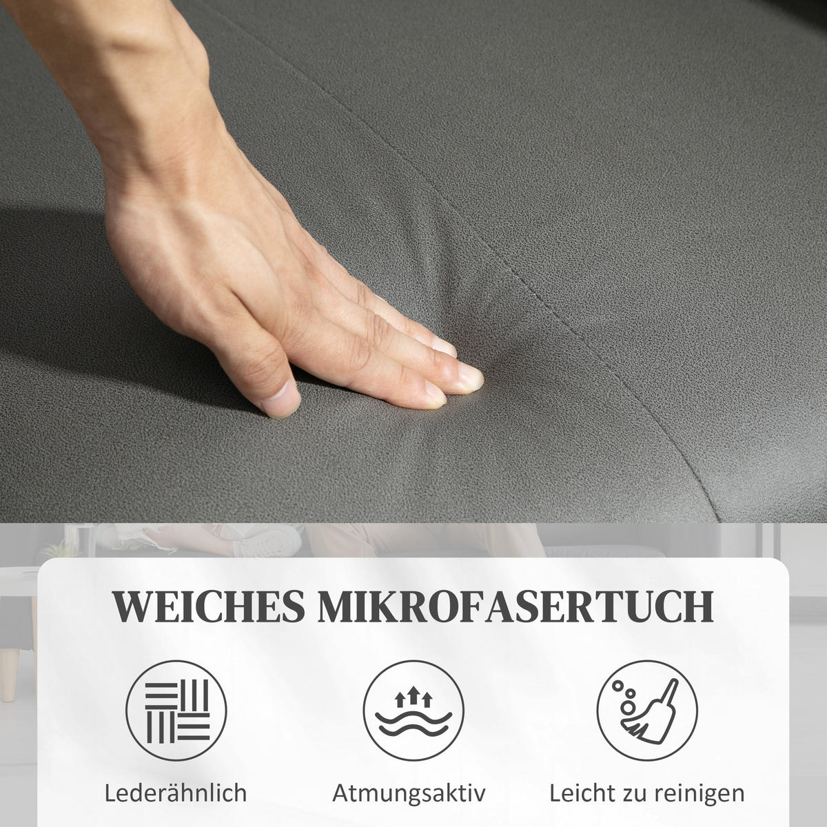 RELAXSESSEL mit Liegefunktion, Hellgrau - Hellgrau, Textil (84/105/89cm) - HOMCOM
