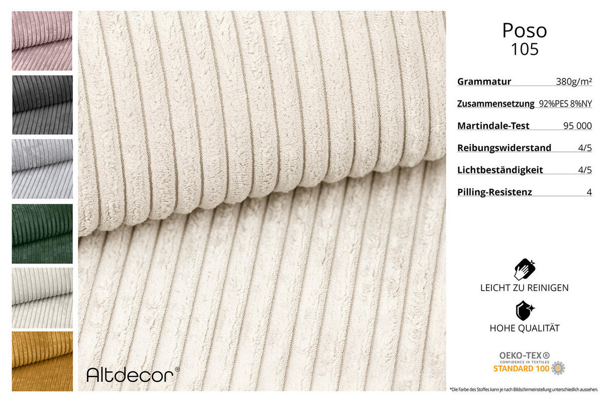 ECKSOFA mit Schlaffunktion und Bettkasten LIRA-L - 264x172x89 Beige - Beige, Holzwerkstoff/Textil (264/172cm) - ALTDECOR