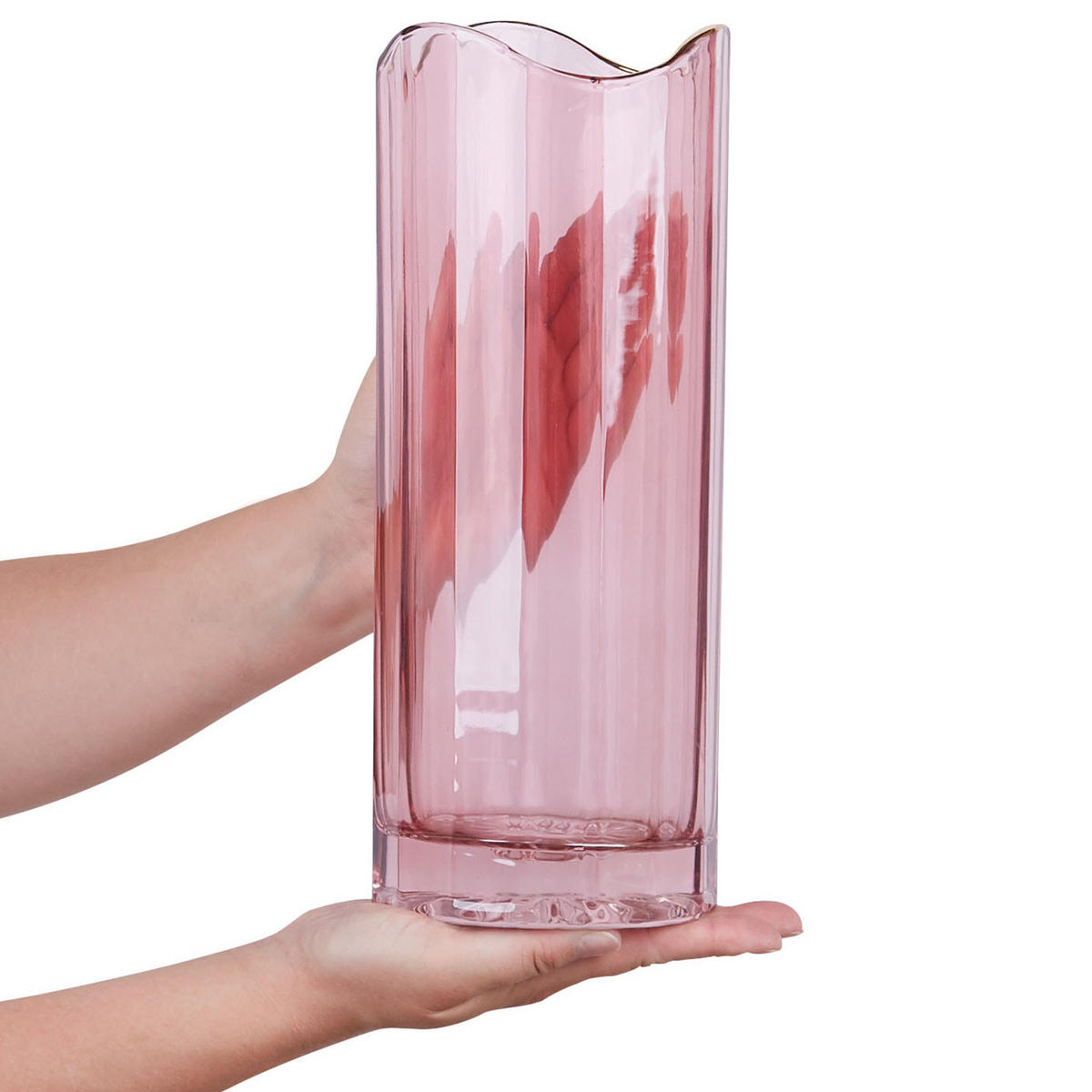 BLUMENVASE Glas rosa Perdiki - Rosa, Glas (30cm) - Beliani