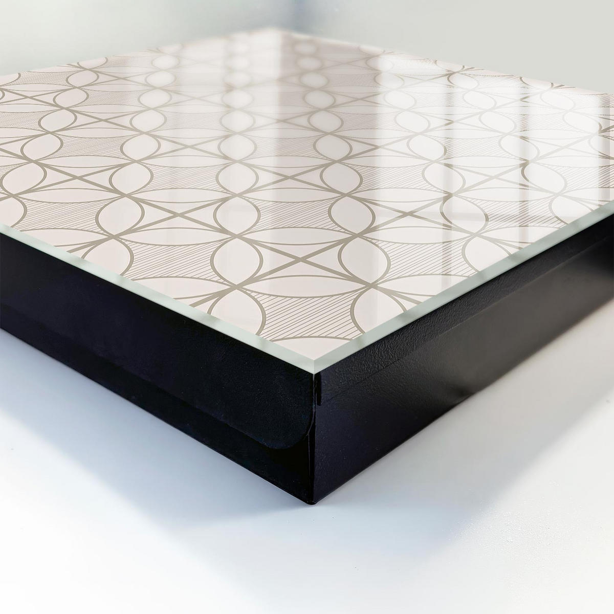 SCHLÜSSELBOX Schwarz 30x30 cm- Türöffnung nach rechts - Elegante Geometrie - Beige, Metall (30/30/5cm) - TULUP