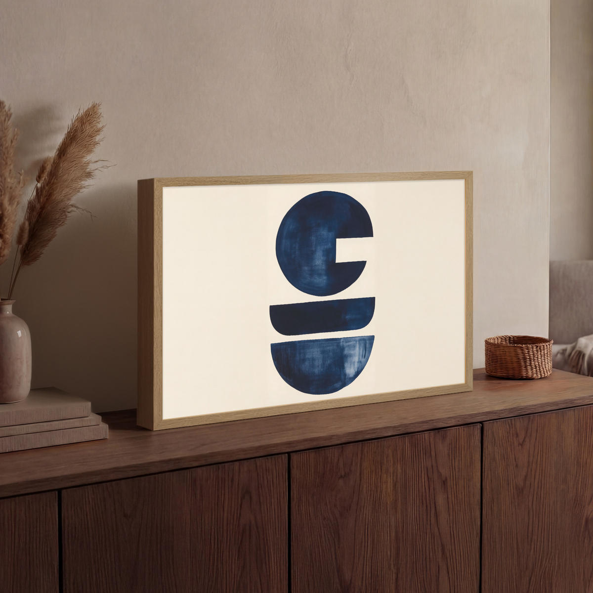 WANDLEUCHTE MIT AKKU Formen - Blau - Abstrakt 60x40 cm - Dunkelblau, Holzwerkstoff (60/40/8cm) - OnlyWow
