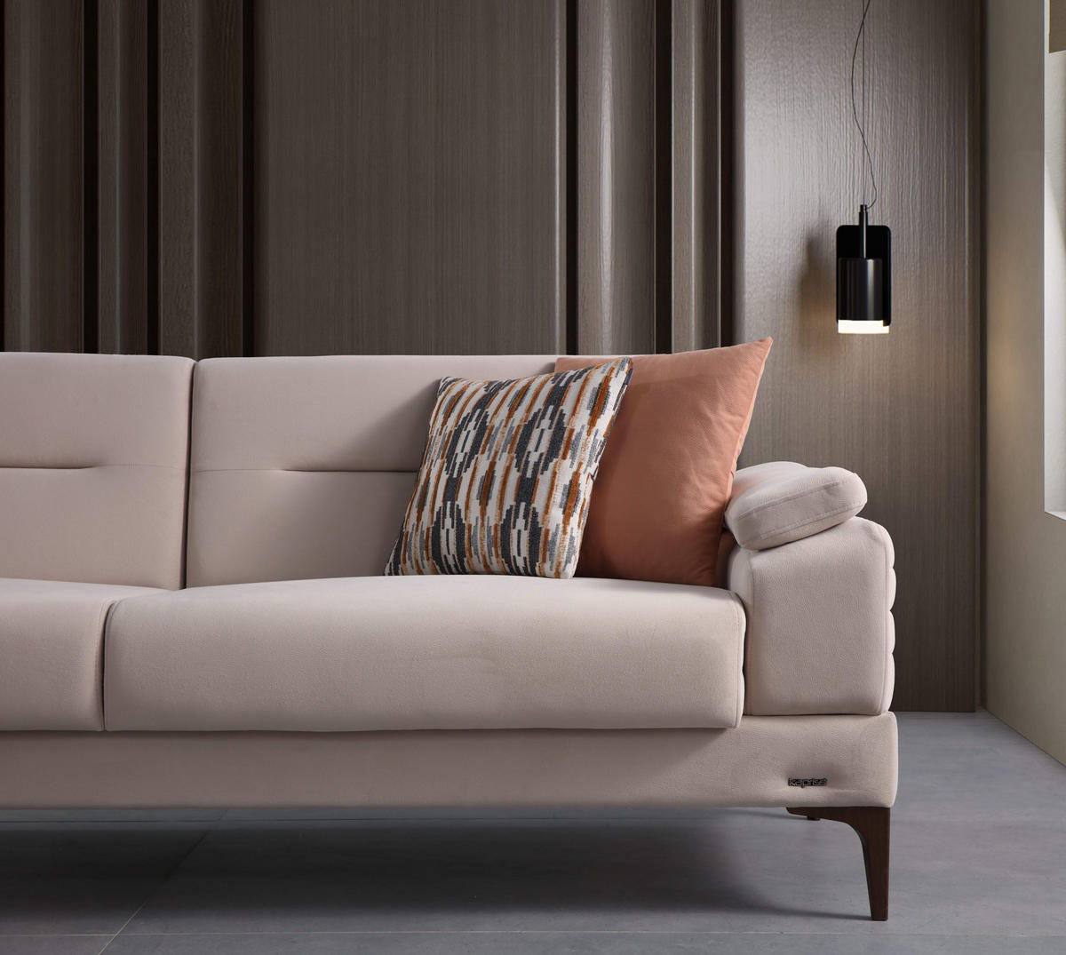 SOFA Eluna 3-Sitzer Mikrofaser Webstoff Beige - Beige, Kunststoff/Textil (230/85/90cm)