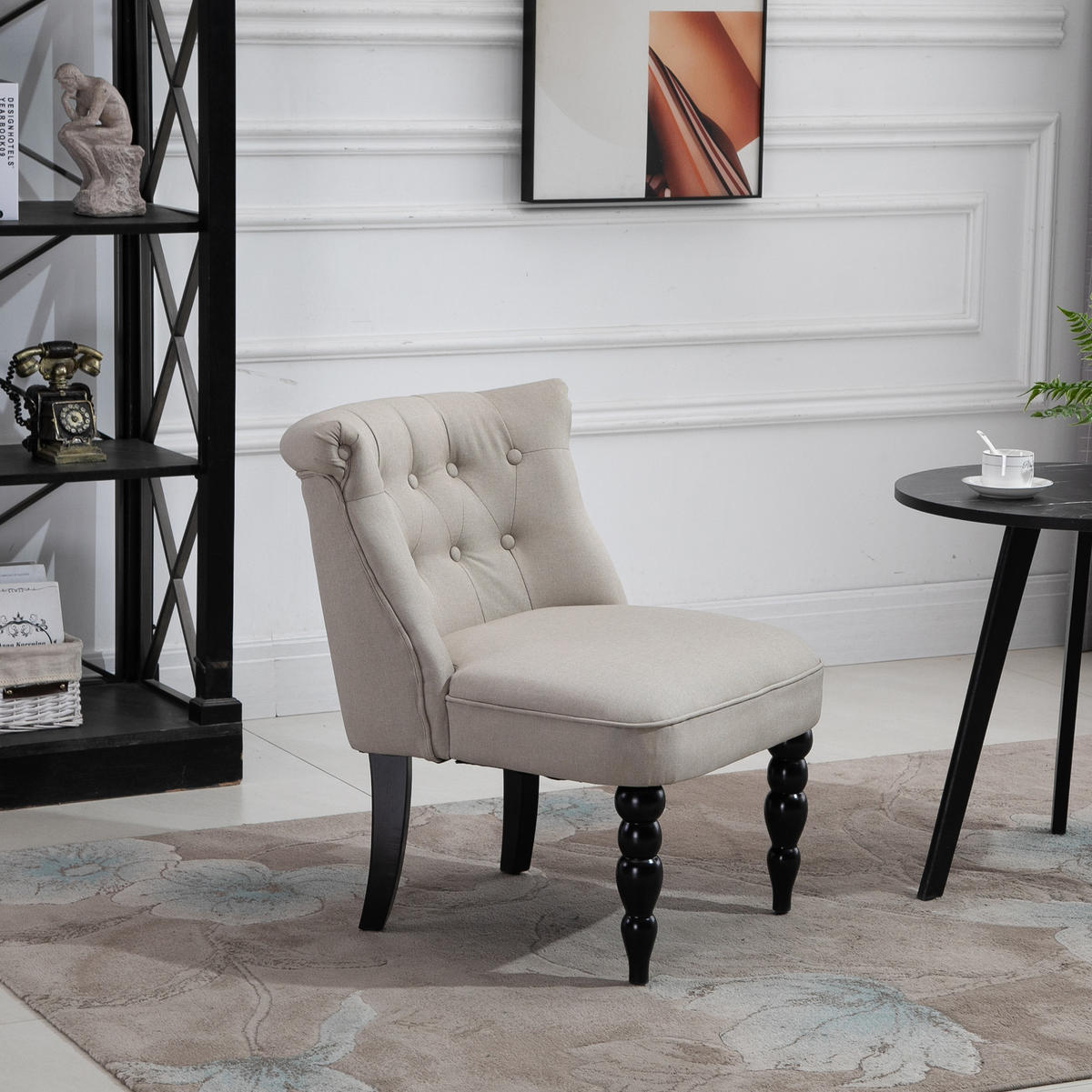 POLSTERSESSEL Vintage-Stil Leinenbezug mit Knopfdesign 67/67/78 cm Beige - Beige, Textil (67/78/67cm) - Redom