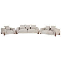 SOFA-SET 6-Sitzer Taupe Vinliden - Beige/Braun, Textil (217/82/87cm) - Beliani