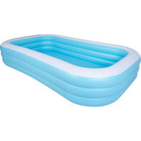 SUNCLUB Planschbecken rechteckig 305 x 183 x 56 cm blau mit 3 Luftringen und Ablaufventil - Blau, Kunststoff (305/183/56cm) - Avenli