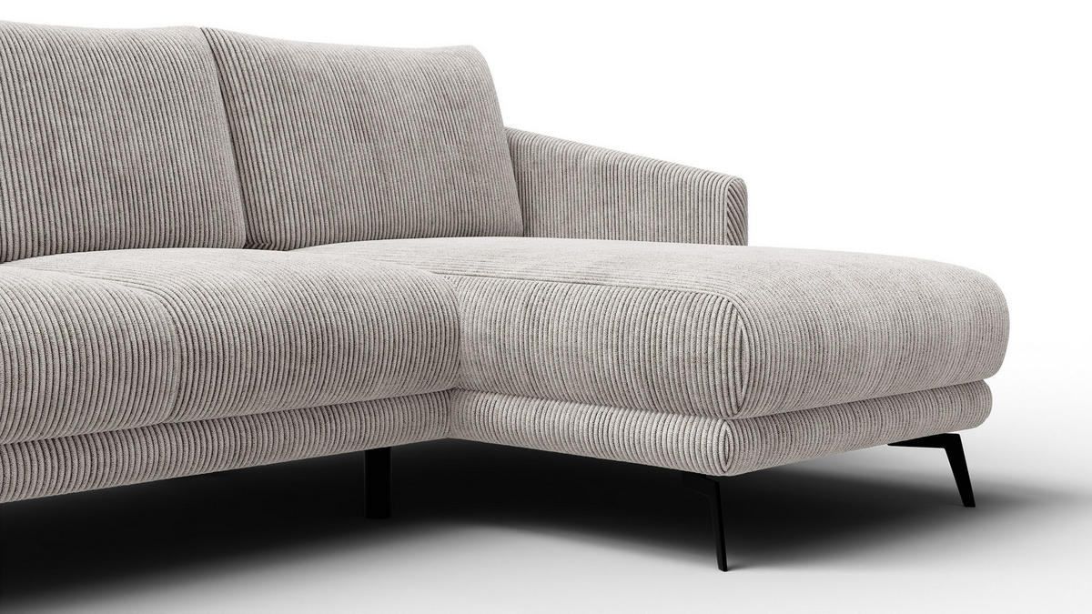 ECKSOFA VILT 3-Sitzer, perlweiß - Schwarz/Weiß, Holzwerkstoff/Textil (221/156cm) - Courtois Laville