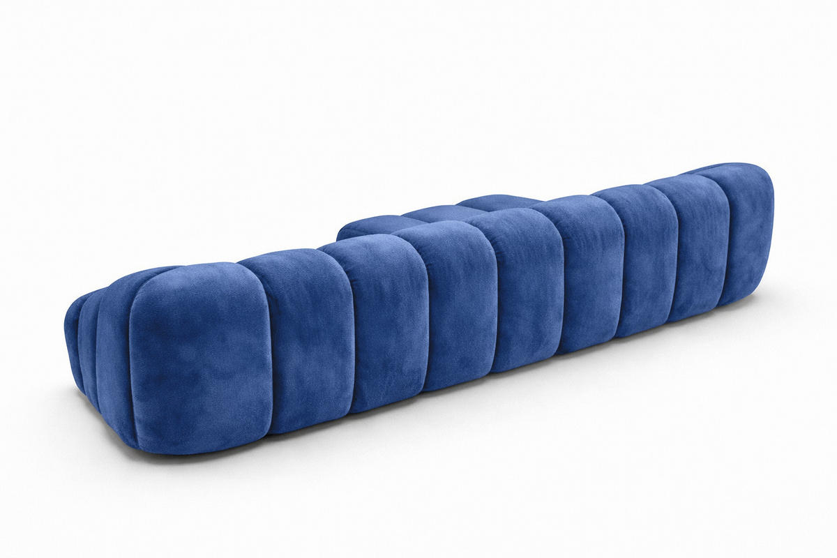 ECKSOFA Modulare L-Form, Veloursstoff Bluvel, Tintenblau, Links, CROISSANT XL - Blau, Holz (340/190cm) - Kaiser Möbel