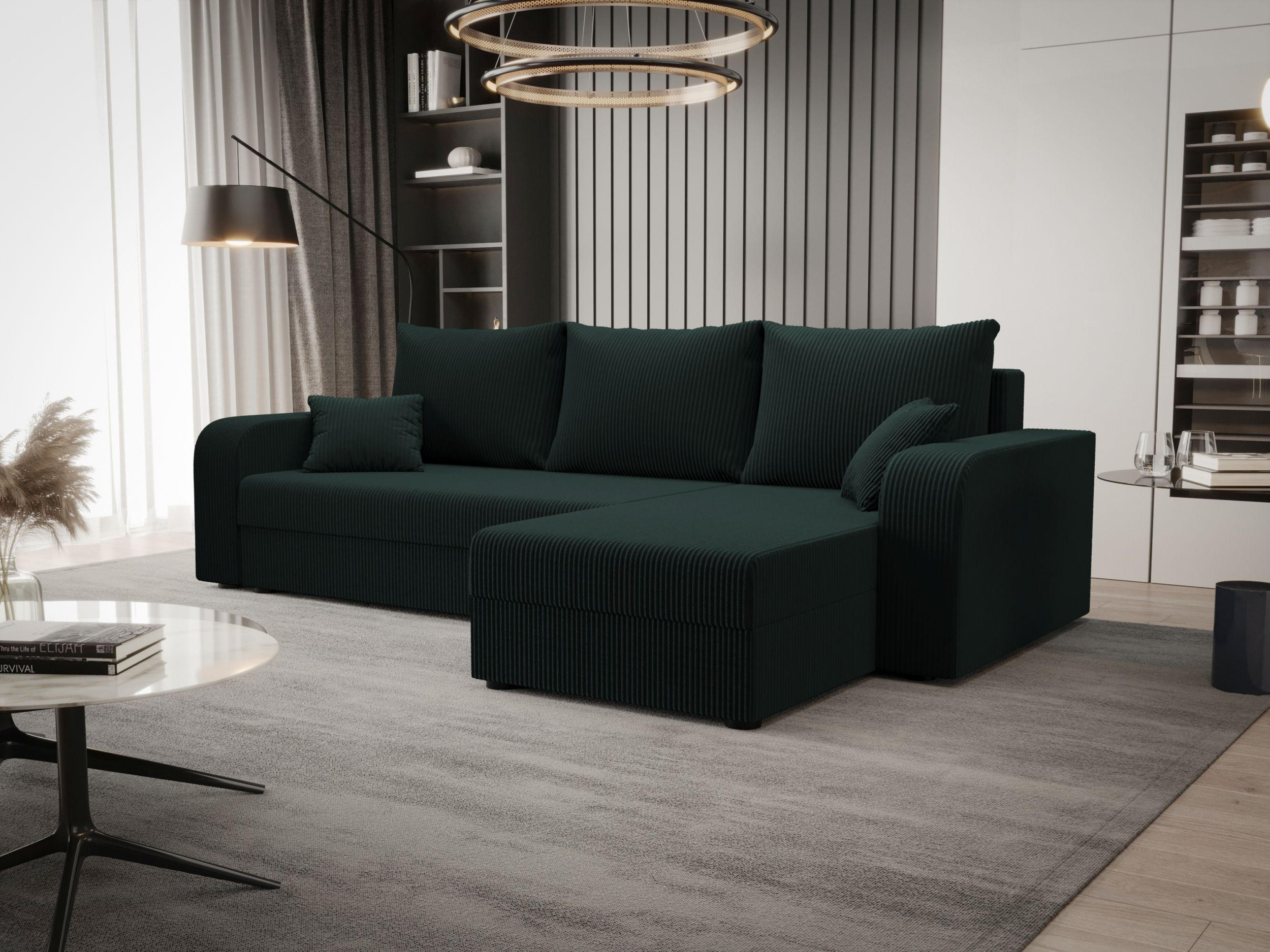 ECKSOFA HEWLET L BIS Zoom 10 Rechts mit Schlaffunktion - Dunkelgrün, Textil (240/140cm) - Bedante