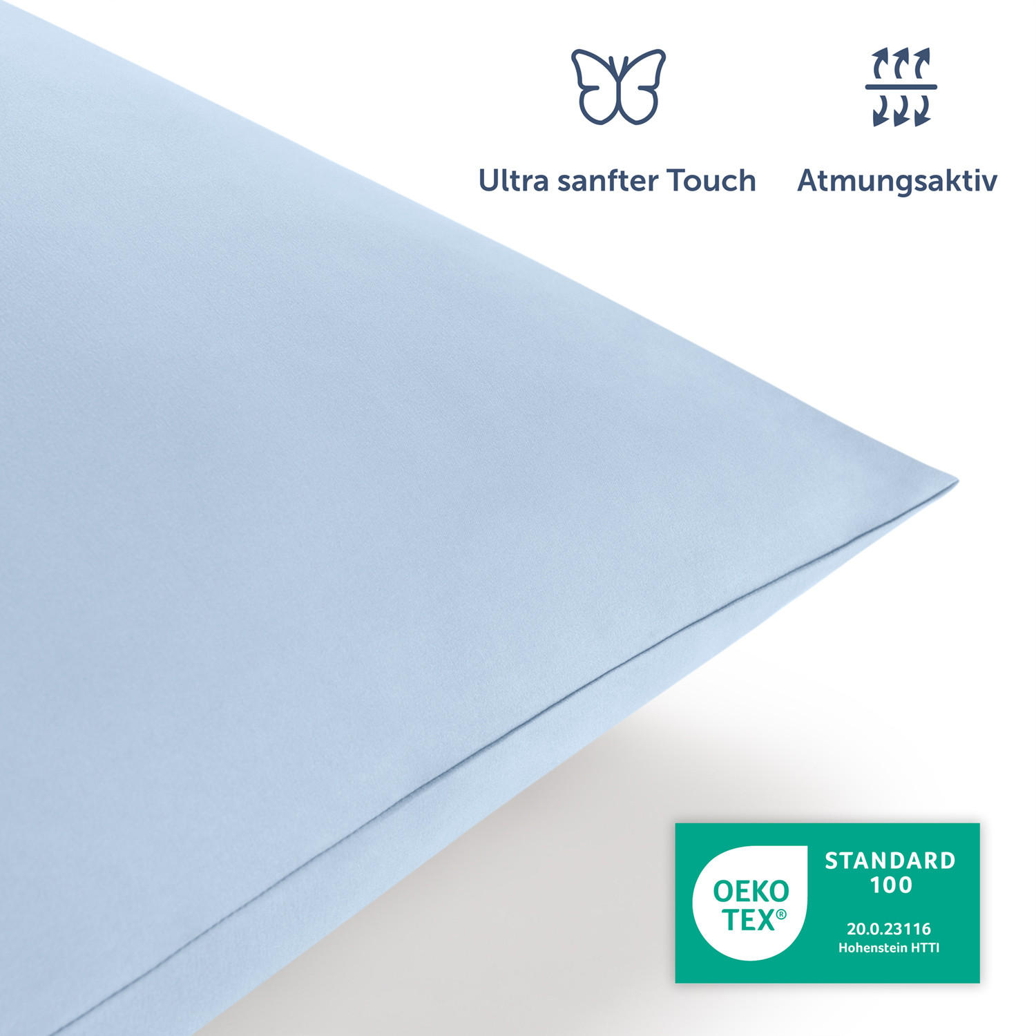 BETTWÄSCHE 3-teilig, 200/220 cm & 2x 40/80 cm, Hellblau - Hellblau, Textil (200/220cm) - Blumtal