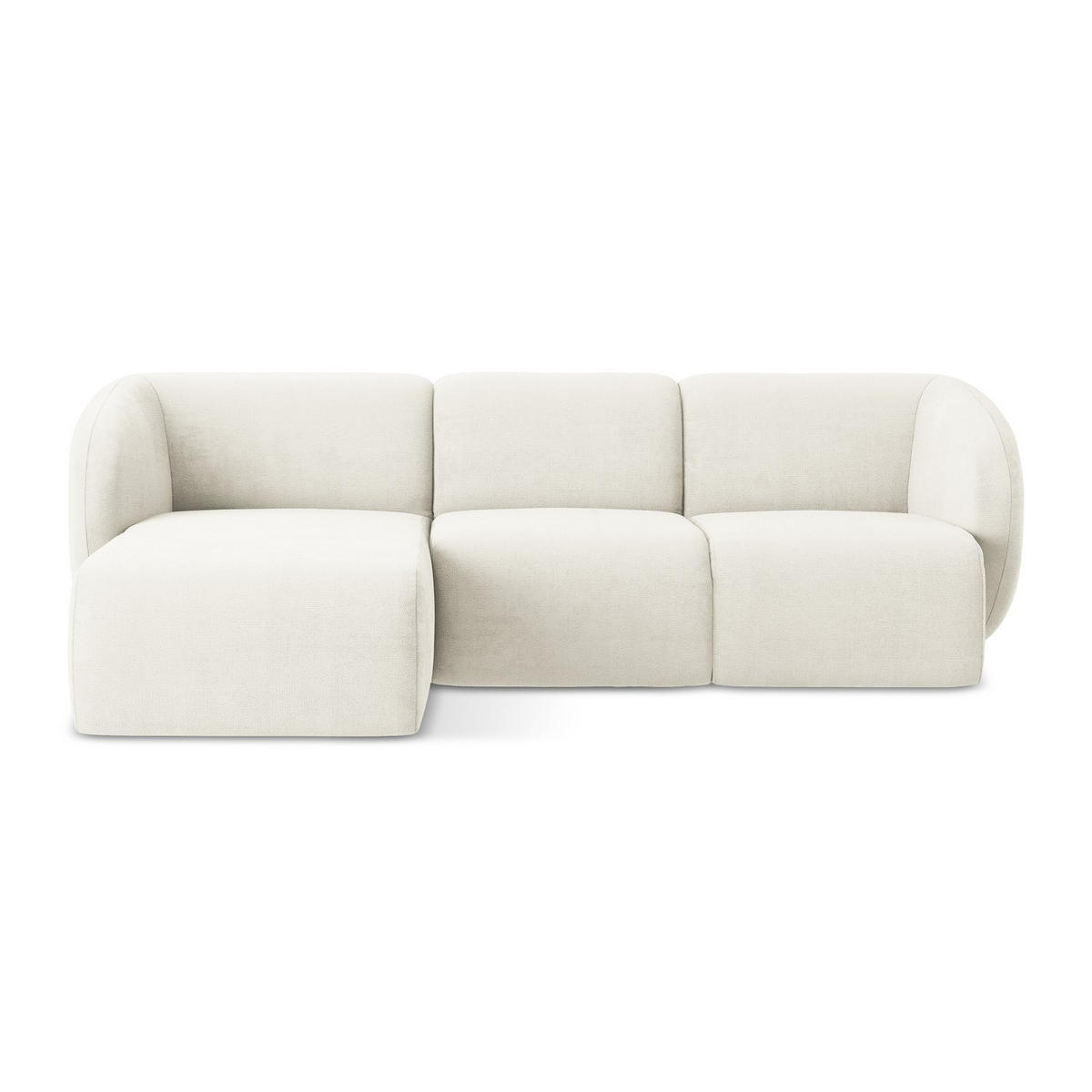 ECKSOFA Links Chenille Stoff Weiß - Schwarz/Weiß, Holzwerkstoff/Kunststoff (248/166cm) - LaMiaSofa