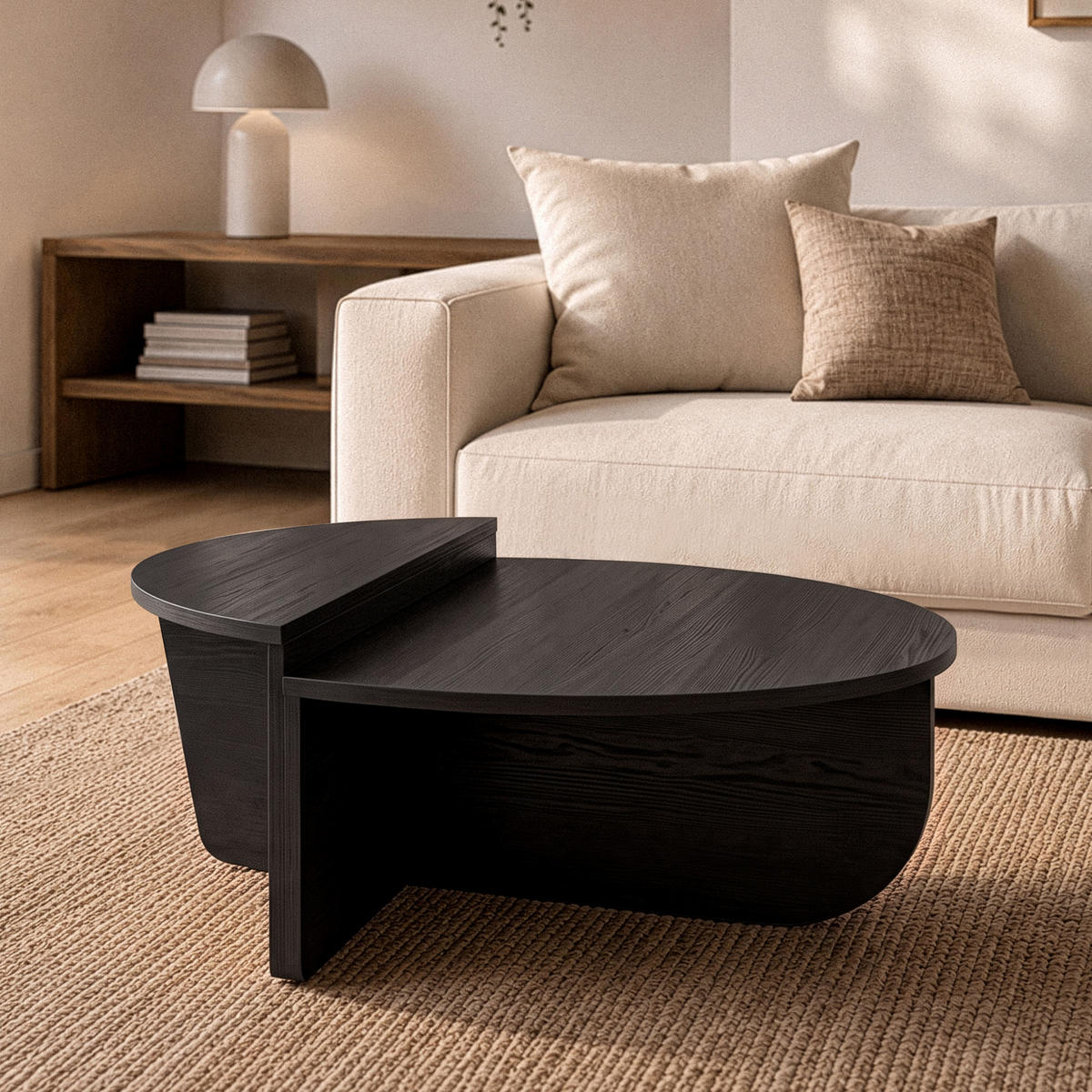 COUCHTISCH - 90 cm x 60 cm - holz - schwarz Aloeva - Schwarz, Holz (90/90/35cm) - Calicosy